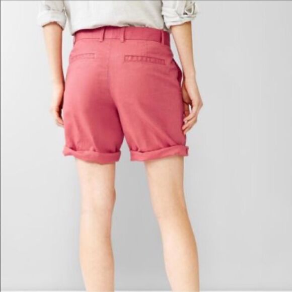 Gap Women's  'The Boyfriend Roll-Up' Linen Blend Shorts in Pink - Size 4 - Picture 8 of 8